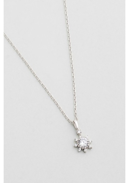 Sonsuzluk Çiçeği 18 Ayar Beyaz Altın Kaplama 45 cm Gümüş Kolye indirimleri