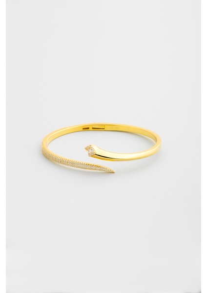 Serpentis 18 Ayar Sarı Altın Kaplama Gümüş Kelepçe Bileklik