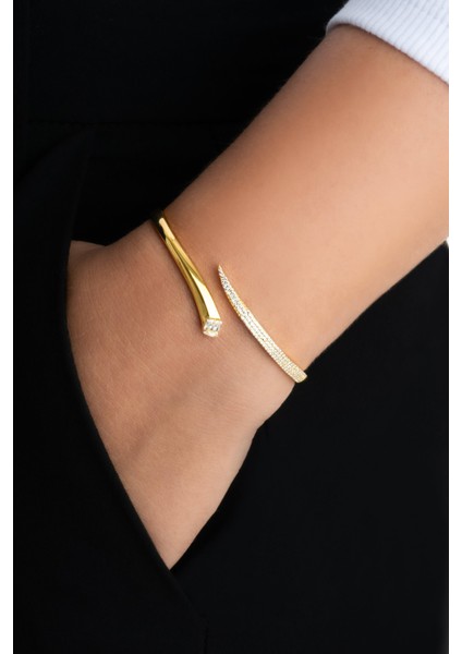 Serpentis 18 Ayar Sarı Altın Kaplama Gümüş Kelepçe Bileklik fiyatları