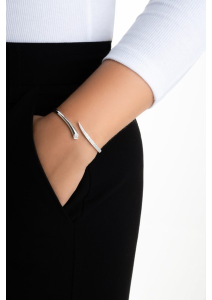 Serpentis 18 Ayar Beyaz Altın Kaplama Gümüş Kelepçe Bileklik fırsatları