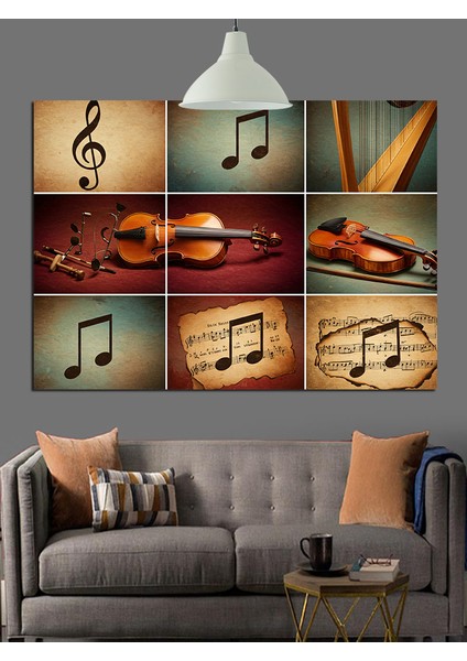 Müzik Notası Keman Dekoratif Kanvas - Mdf Ahşap Tablo indirimleri