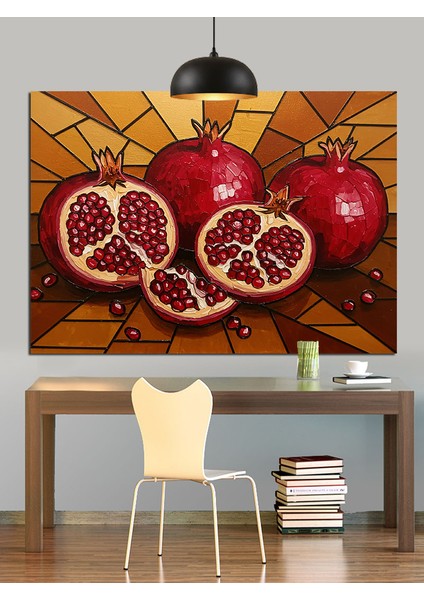 Nar Meyve Tohum Kırmızı Dekoratif Kanvas - Mdf Ahşap Tablo