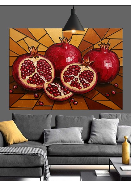 Nar Meyve Tohum Kırmızı Dekoratif Kanvas - Mdf Ahşap Tablo fırsatları