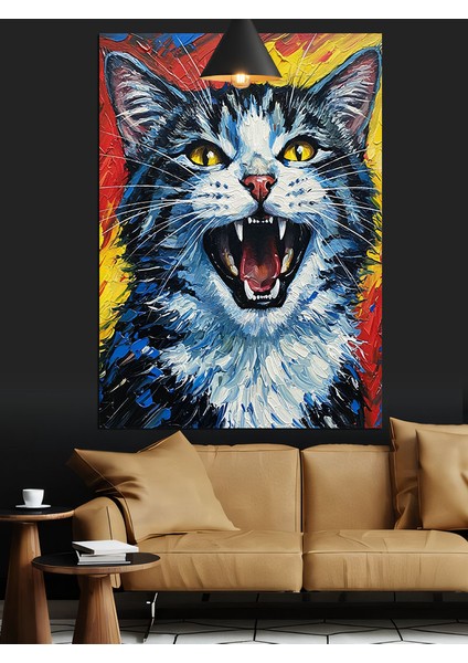 Sinirli Komik Kedi Dekoratif Kanvas - Mdf Ahşap Tablo modelleri