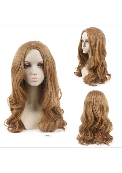Avrupa ve Amerikan Tarzı Merkez Parçalı Uzun Kıvırcık Saç Kimyasal Elyaf Peruk Meghan Cos Flaxen Peruk (Yurt Dışından) modelleri