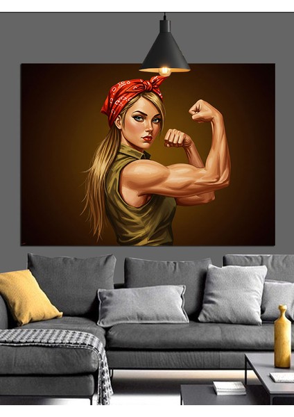 Kaslı Kadın Güç Dekoratif Kanvas - Mdf Ahşap Tablo