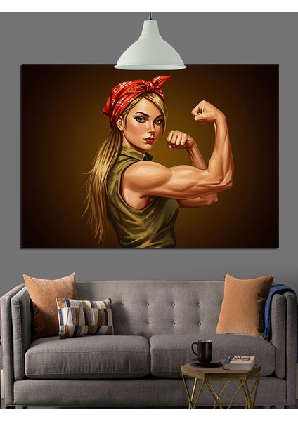 Kaslı Kadın Güç Dekoratif Kanvas - Mdf Ahşap Tablo fiyatları