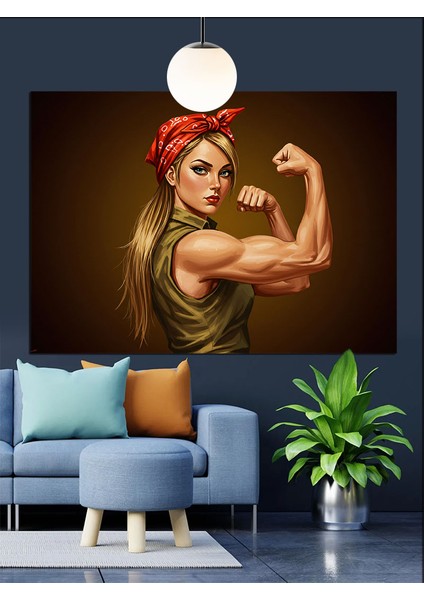 Kaslı Kadın Güç Dekoratif Kanvas - Mdf Ahşap Tablo fırsatları