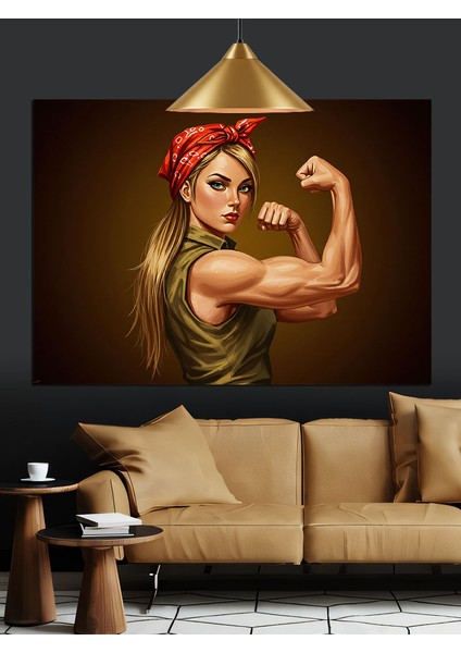 Kaslı Kadın Güç Dekoratif Kanvas - Mdf Ahşap Tablo indirimleri