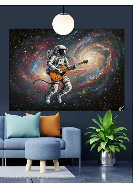 Astronot Gitar Çalıyor Dekoratif Kanvas - Mdf Ahşap Tablo fiyatları