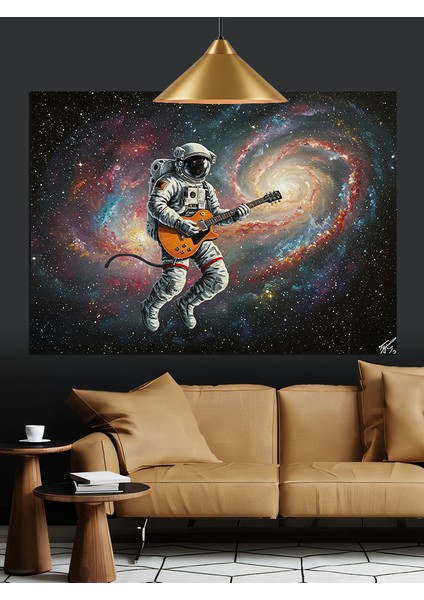 Astronot Gitar Çalıyor Dekoratif Kanvas - Mdf Ahşap Tablo modelleri