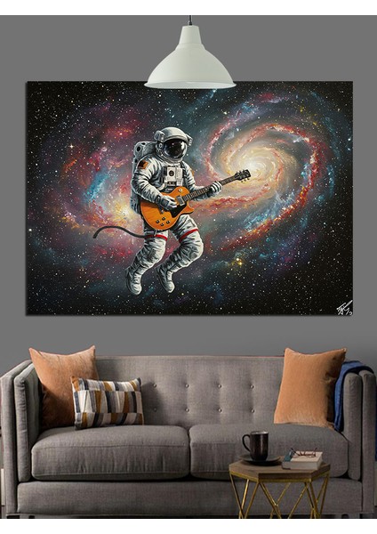 Astronot Gitar Çalıyor Dekoratif Kanvas - Mdf Ahşap Tablo indirimleri