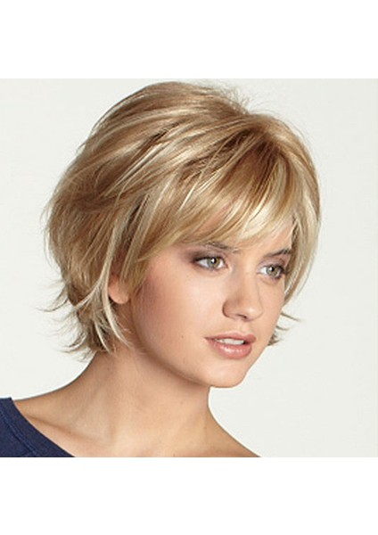 2x Kısa Katmanlı Kabarık Dalgalı Tam Sentetik Peruk Sarışın Vurgular (Yurt Dışından) indirimleri