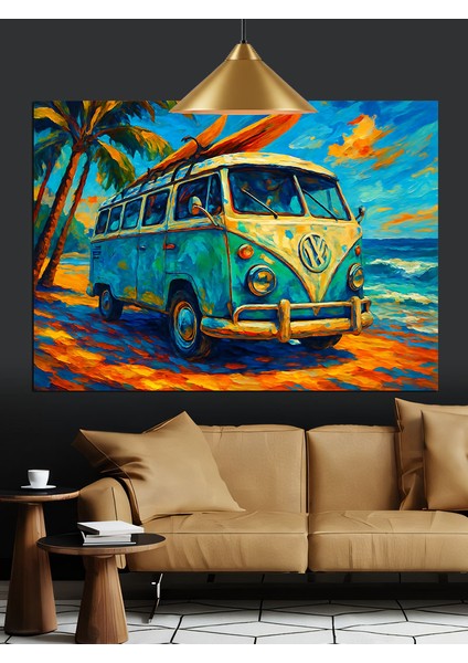 Volkswagen Minibüs Retro Plaj Dekoratif Kanvas - Mdf Ahşap Tablo indirimleri