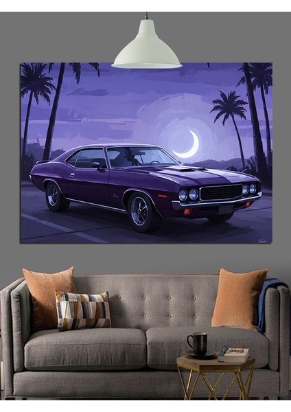 Mor Klasik Araba Plaj Dekoratif Kanvas - Mdf Ahşap Tablo fiyatları