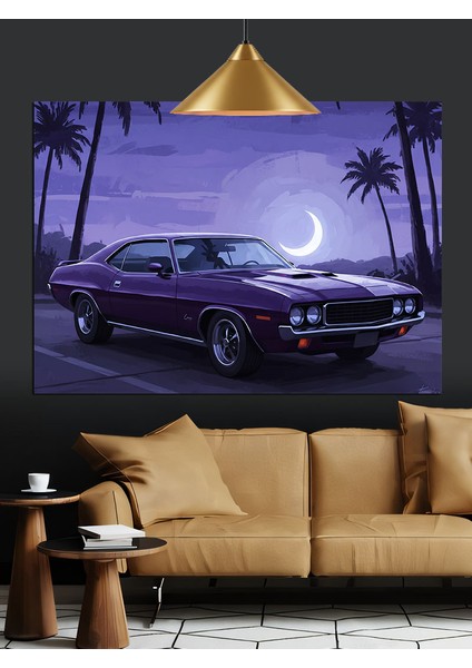 Mor Klasik Araba Plaj Dekoratif Kanvas - Mdf Ahşap Tablo indirimleri