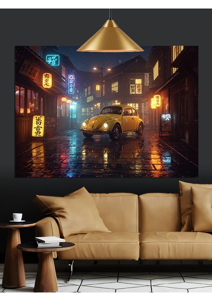 Yansıtan Islak Sokak Gece Manzarası Dekoratif Kanvas - Mdf Ahşap Tablo indirimleri