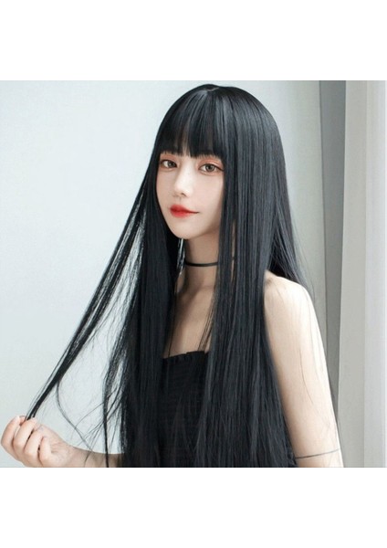 Wıg Bob Bobo Wıg Kadınlar Için Patlama Doğal Görünümlü Uzun Bob Peruk Günlük Kore Için Düz Peruk Siyah (Yurt Dışından) modelleri