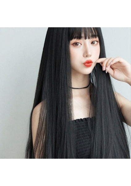 Wıg Bob Bobo Wıg Kadınlar Için Patlama Doğal Görünümlü Uzun Bob Peruk Günlük Kore Için Düz Peruk Siyah (Yurt Dışından) indirimleri