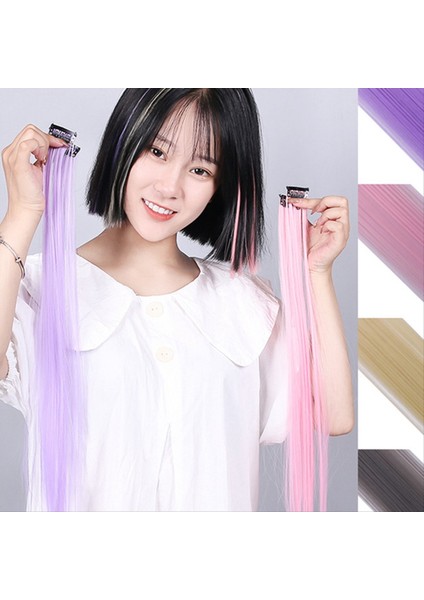 1 Set Gökkuşağı Kız Vurguladı Saç Uzantısı Saç Tokası Uzun Düz Saç Klipi Saçları Için Süslenebilir Saç Maviye Ila Gri (Yurt Dışından) indirimleri