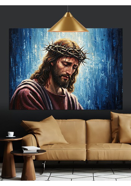 Kutsal Taçlı Isa Mesih Dekoratif Kanvas - Mdf Ahşap Tablo fiyatları