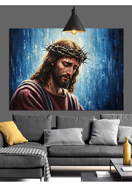Kutsal Taçlı Isa Mesih Dekoratif Kanvas - Mdf Ahşap Tablo modelleri