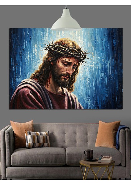 Kutsal Taçlı Isa Mesih Dekoratif Kanvas - Mdf Ahşap Tablo fırsatları