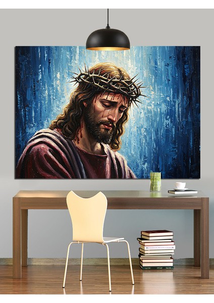 Kutsal Taçlı Isa Mesih Dekoratif Kanvas - Mdf Ahşap Tablo indirimleri