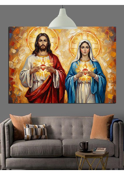 Isa Meryem Ana Kutsal Dekoratif Kanvas - Mdf Ahşap Tablo