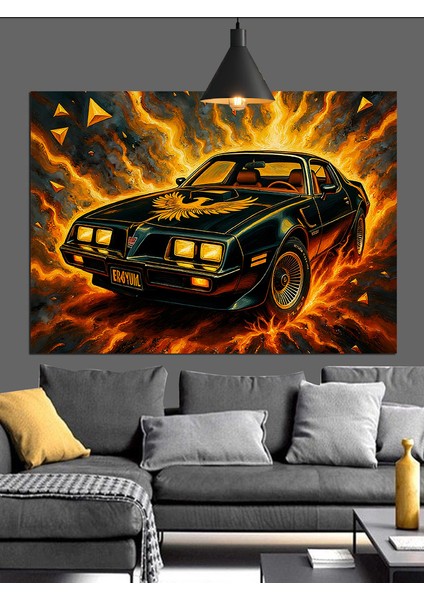 Alevli Tekerlekli Siyah Spor Araba Dekoratif Kanvas - Mdf Ahşap Tablo modelleri