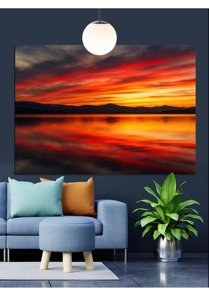 Gün Batımı Sahil Okyanus Dekoratif Kanvas - Mdf Ahşap Tablo