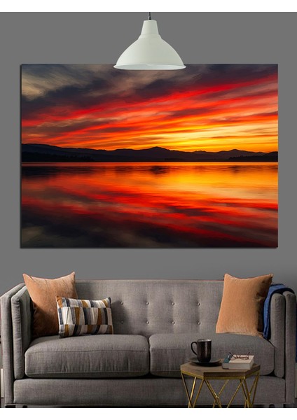 Gün Batımı Sahil Okyanus Dekoratif Kanvas - Mdf Ahşap Tablo fırsatları