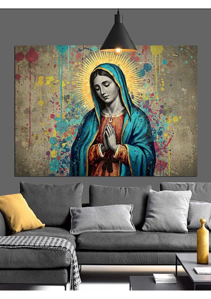 Meryem Ana Figürü Dini Portre Dekoratif Kanvas - Mdf Ahşap Tablo modelleri