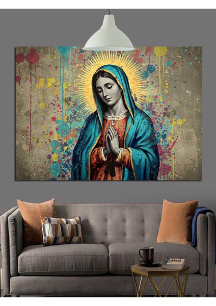 Meryem Ana Figürü Dini Portre Dekoratif Kanvas - Mdf Ahşap Tablo fırsatları