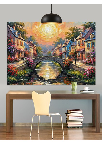 Köprü Altında Neşeli Sokak Dekoratif Kanvas - Mdf Ahşap Tablo