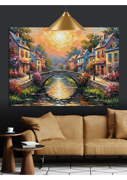 Köprü Altında Neşeli Sokak Dekoratif Kanvas - Mdf Ahşap Tablo modelleri