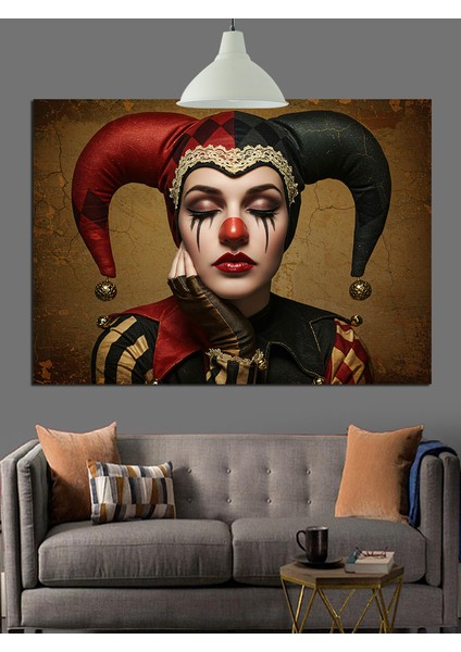 Joker Makyajlı Palyaço Kadın Dekoratif Kanvas - Mdf Ahşap Tablo modelleri