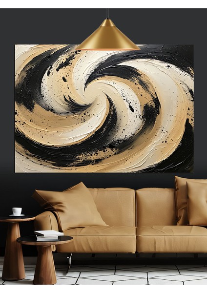 Siyah Beyaz Spiral Soyut Dekoratif Kanvas - Mdf Ahşap Tablo fırsatları