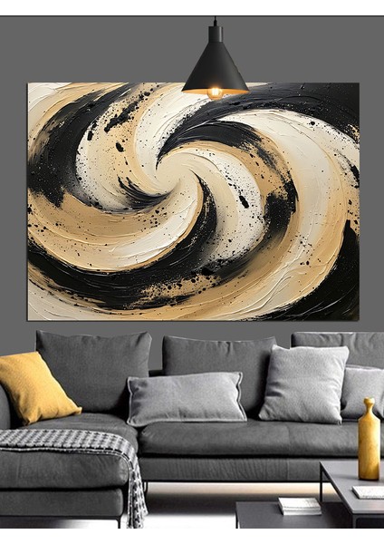 Siyah Beyaz Spiral Soyut Dekoratif Kanvas - Mdf Ahşap Tablo indirimleri