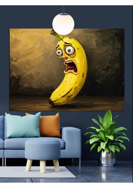 Muz Komik Ağlayan Sanat Dekoratif Kanvas - Mdf Ahşap Tablo