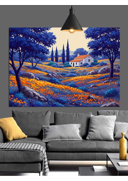 Mor Lavanta Tarlası Manzarası Dekoratif Kanvas - Mdf Ahşap Tablo