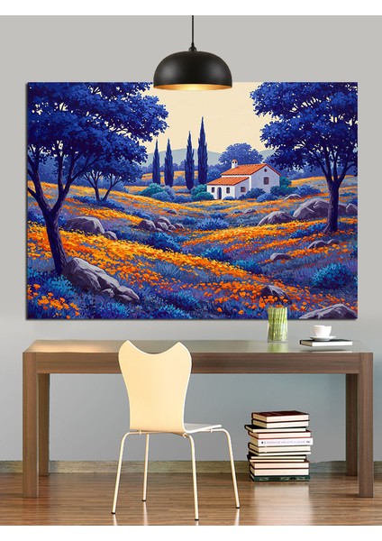 Mor Lavanta Tarlası Manzarası Dekoratif Kanvas - Mdf Ahşap Tablo modelleri