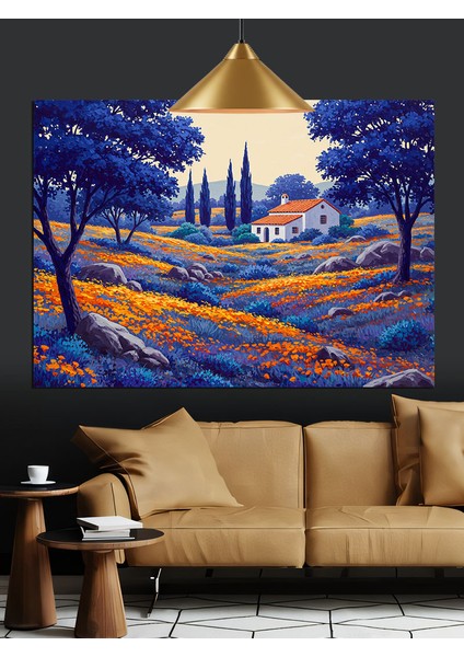 Mor Lavanta Tarlası Manzarası Dekoratif Kanvas - Mdf Ahşap Tablo indirimleri