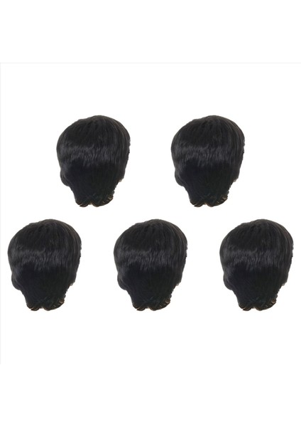 5x Moda Peruk Kısa Siyah Erkek Erkekler Için Düz Sentetik Peruk Saç Uçağı Gerçekçi Doğal Siyah Toupee Peruk (Yurt Dışından)