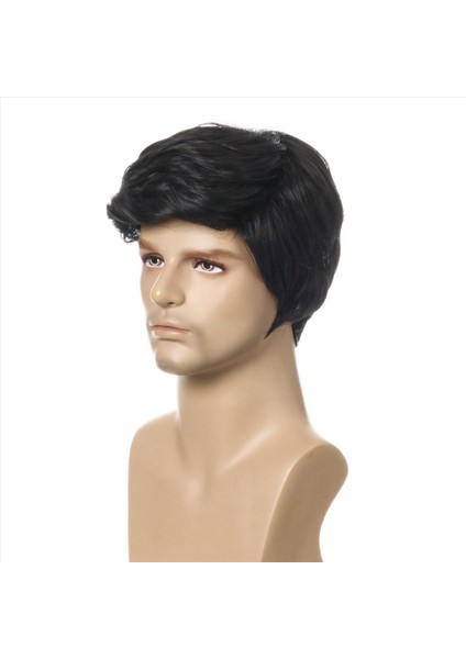5x Moda Peruk Kısa Siyah Erkek Erkekler Için Düz Sentetik Peruk Saç Uçağı Gerçekçi Doğal Siyah Toupee Peruk (Yurt Dışından) fiyatları