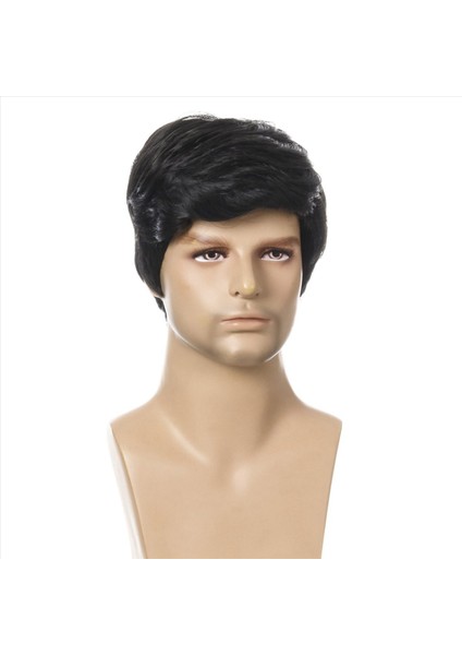 5x Moda Peruk Kısa Siyah Erkek Erkekler Için Düz Sentetik Peruk Saç Uçağı Gerçekçi Doğal Siyah Toupee Peruk (Yurt Dışından) fırsatları