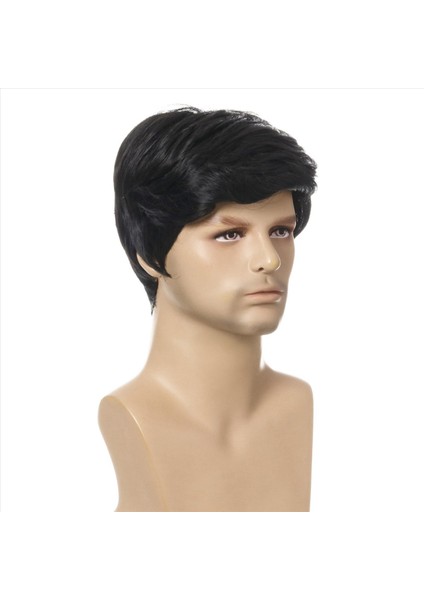 5x Moda Peruk Kısa Siyah Erkek Erkekler Için Düz Sentetik Peruk Saç Uçağı Gerçekçi Doğal Siyah Toupee Peruk (Yurt Dışından) indirimleri