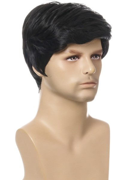 Moda Peruk Kısa Siyah Erkek Düz Sentetik Peruk (Yurt Dışından) indirimleri