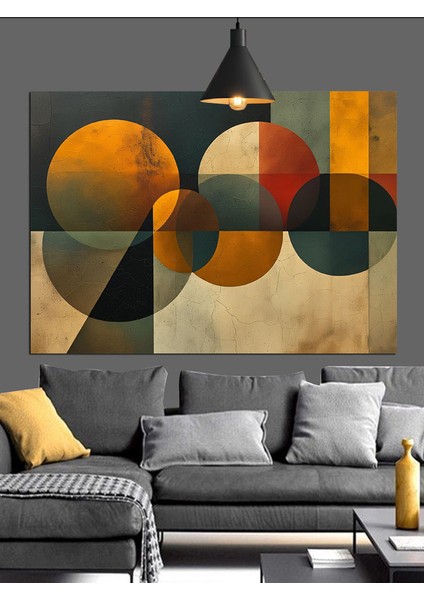 Geometrik Desen Soyut Sanat Dekoratif Kanvas - Mdf Ahşap Tablo