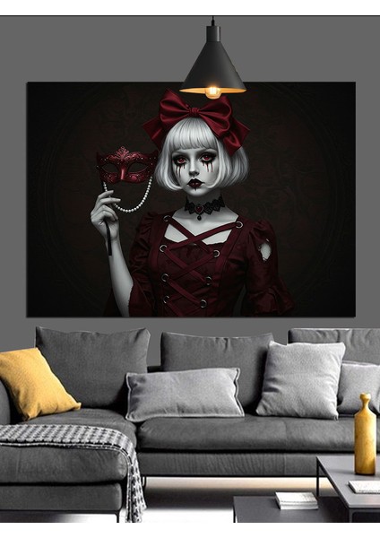 Maskeli Kız Dekoratif Kanvas - Mdf Ahşap Tablo fiyatları